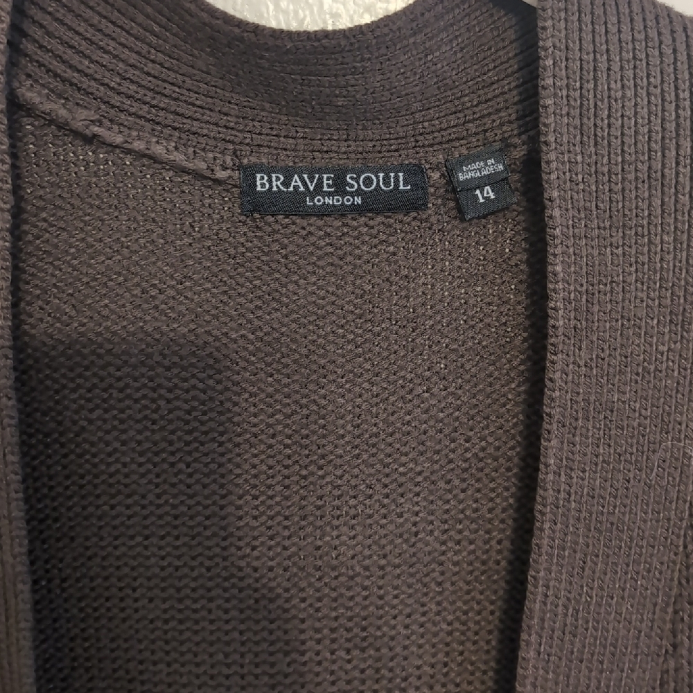 Black Label Brown Cable Knit Cardigan Sweater - Picture 2 of 3